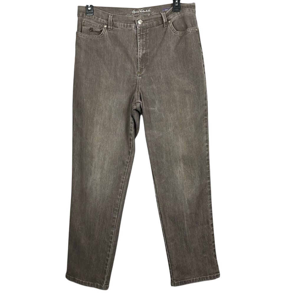 Gloria Vanderbilt Amanda Jeans Slimming Effect Womens Size 16 Brown Straight Leg
